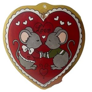 Vintage Valentine’s Day Hearts Mice hanging Love Hanging Decor set of 4